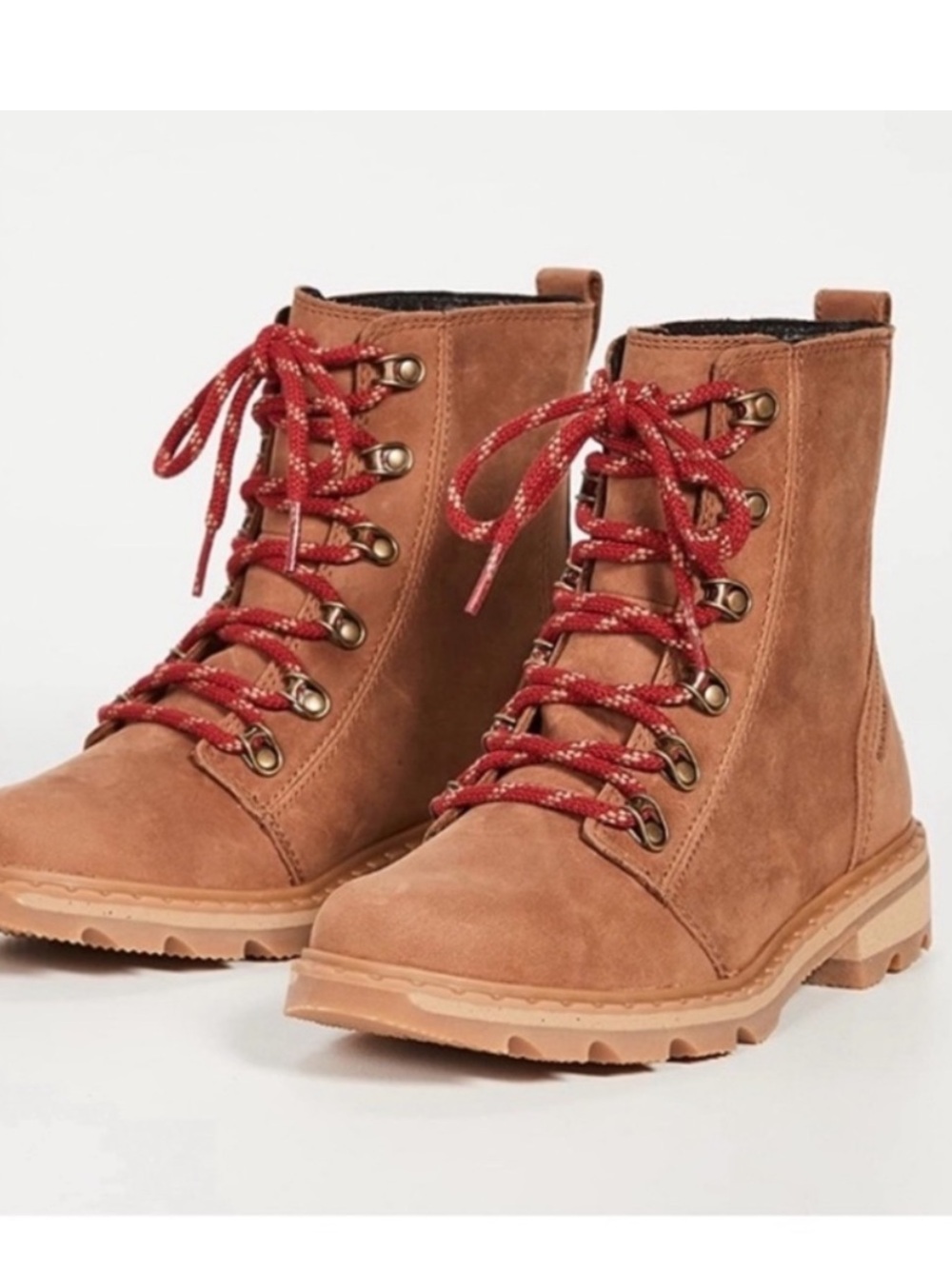 Sorel Lennox boots waterproof tan suede upper hiking boot red laces size 7